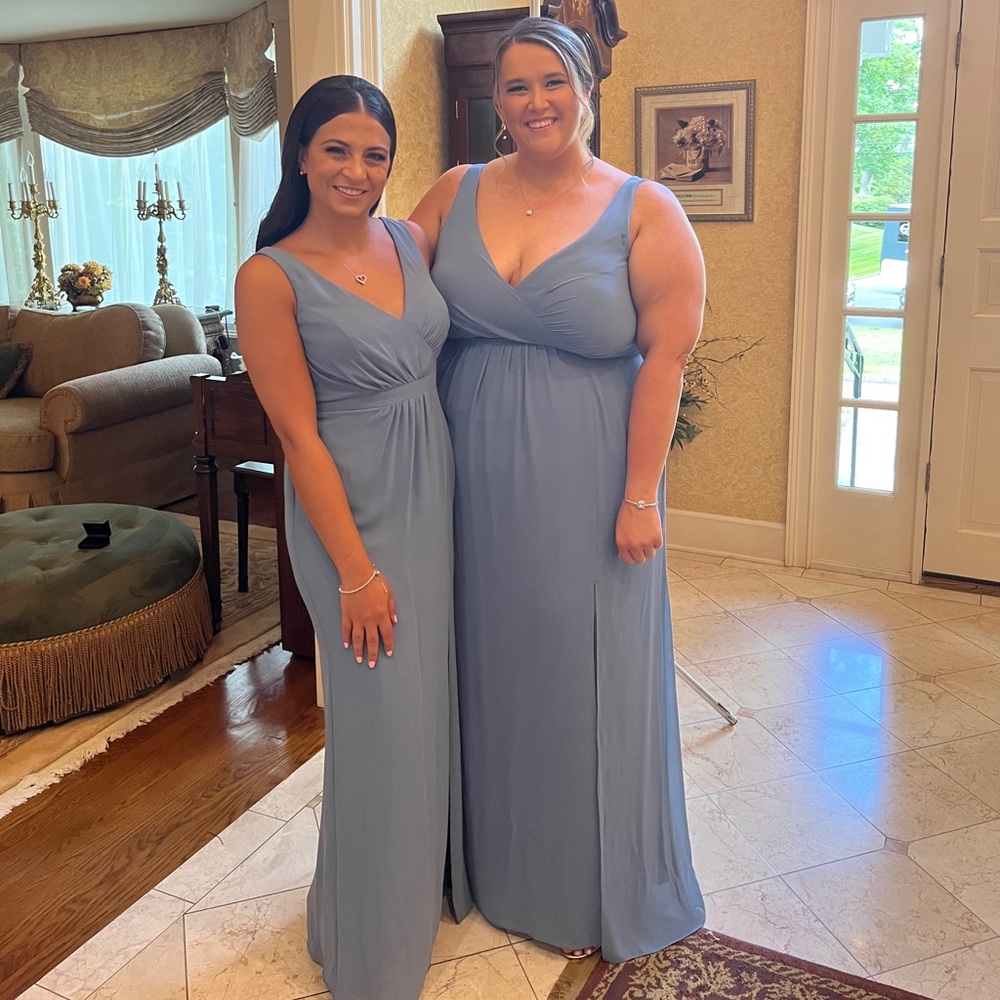 Sage blue gown! Great for a wedding as a guest or bridesmaid!